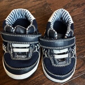 Born Navy and White Baby Walker Sneakers with Striped Lining